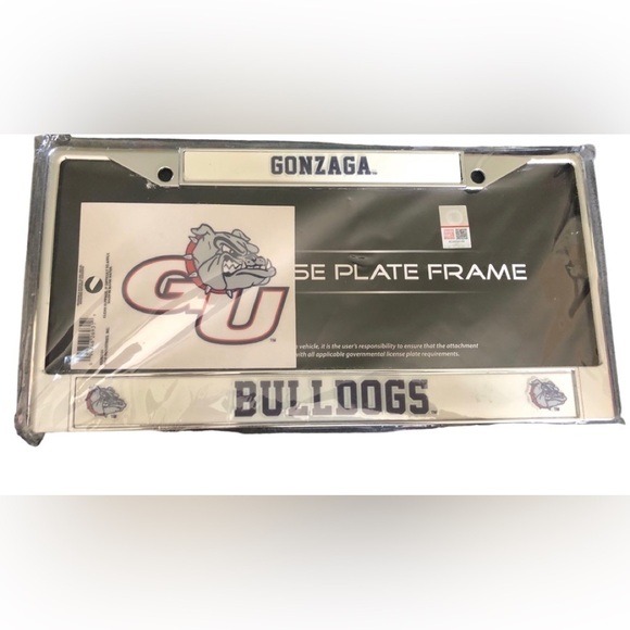 GONZAGA BULLDOGS “ZAGS” License Plate Frame University Spokane WA W/Cling Decal - Picture 1 of 4